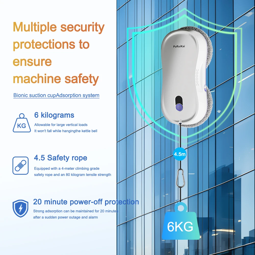Smart Window Cleaning Robot with Dual Water Spray, Auto Robot Window Cleaner Edge Detection Remote Robotic Windows Washer