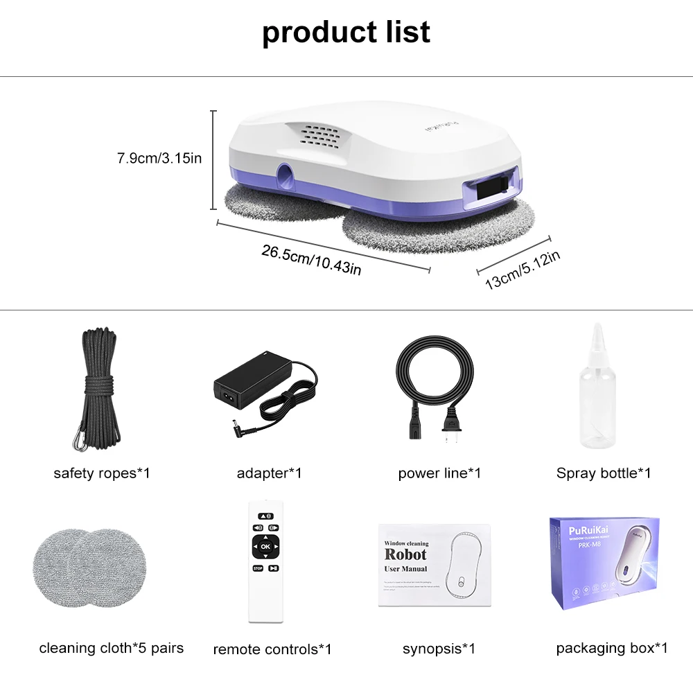 Smart Window Cleaning Robot with Dual Water Spray, Auto Robot Window Cleaner Edge Detection Remote Robotic Windows Washer