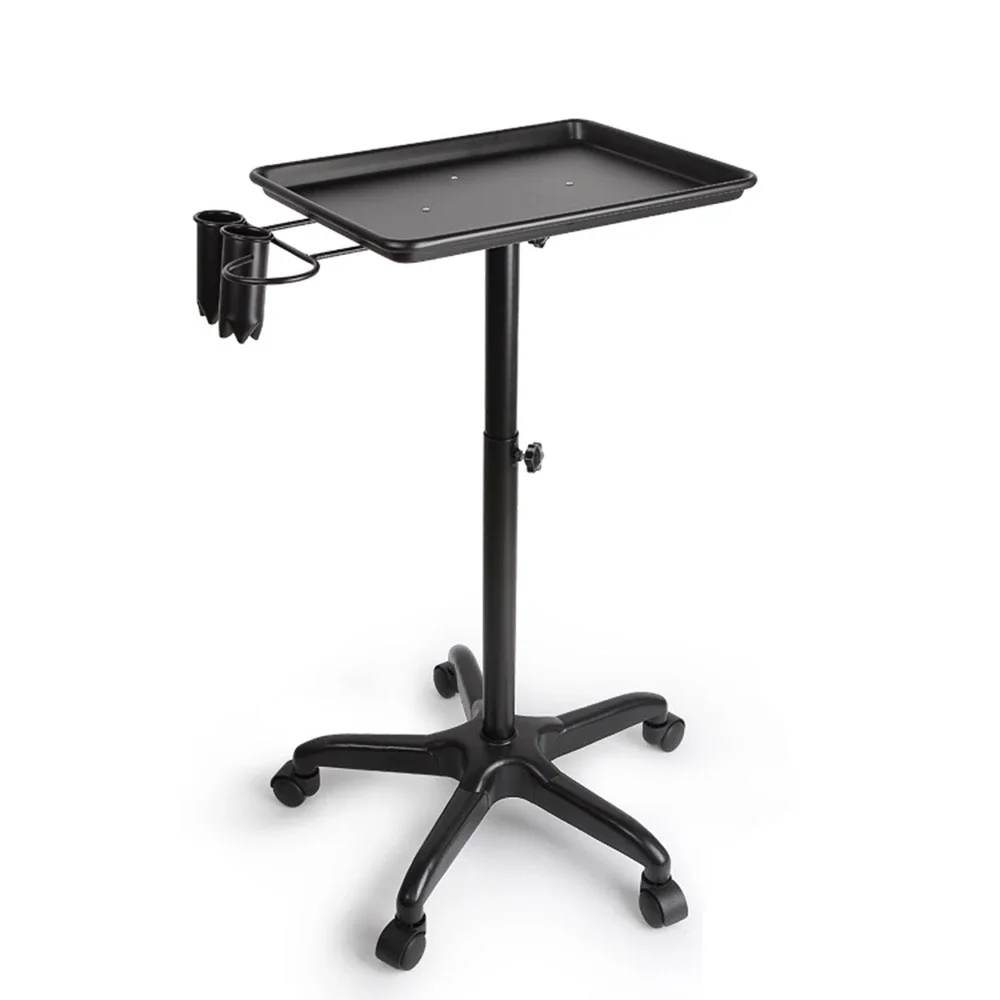 Salon Rolling Salon Tray Aluminum Trolley Cart Adjustable Height Mobile Beauty Salon Spa Storage Tray Tattoo Hairstylist Cart