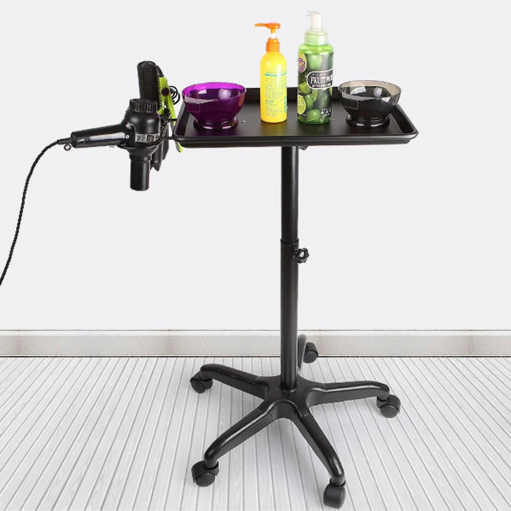 Salon Rolling Salon Tray Aluminum Trolley Cart Adjustable Height Mobile Beauty Salon Spa Storage Tray Tattoo Hairstylist Cart