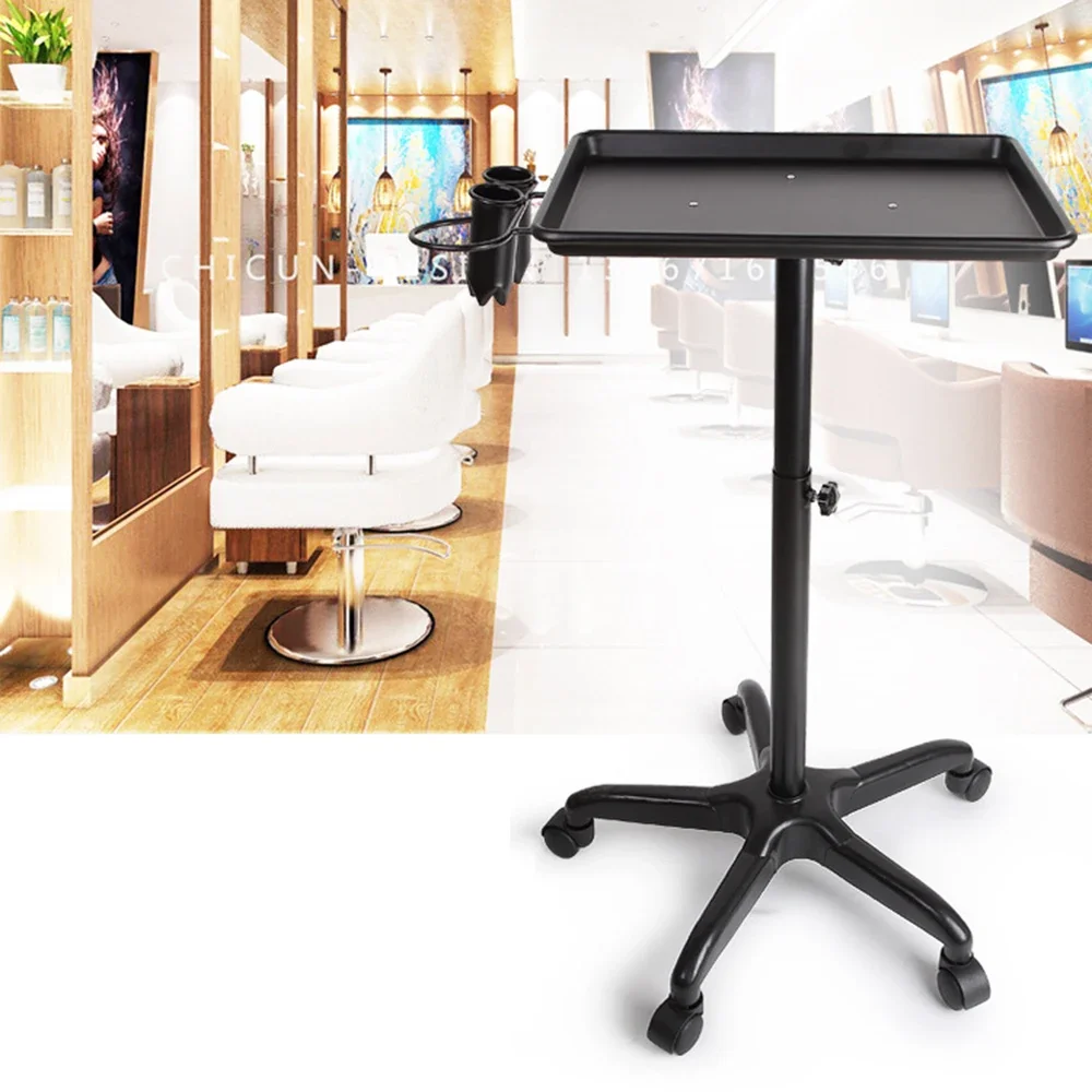 Salon Rolling Salon Tray Aluminum Trolley Cart Adjustable Height Mobile Beauty Salon Spa Storage Tray Tattoo Hairstylist Cart