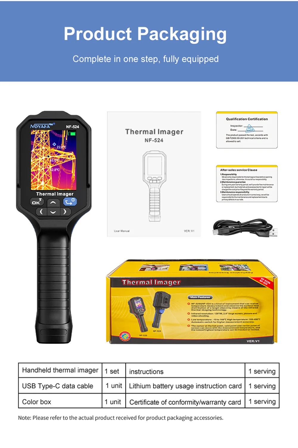 NOYAFA NF-524 Thermal Imager Camera Professional Handheld 120*90 Resolution -10~400℃ 8 Color Palette Save Pictures PC analysis