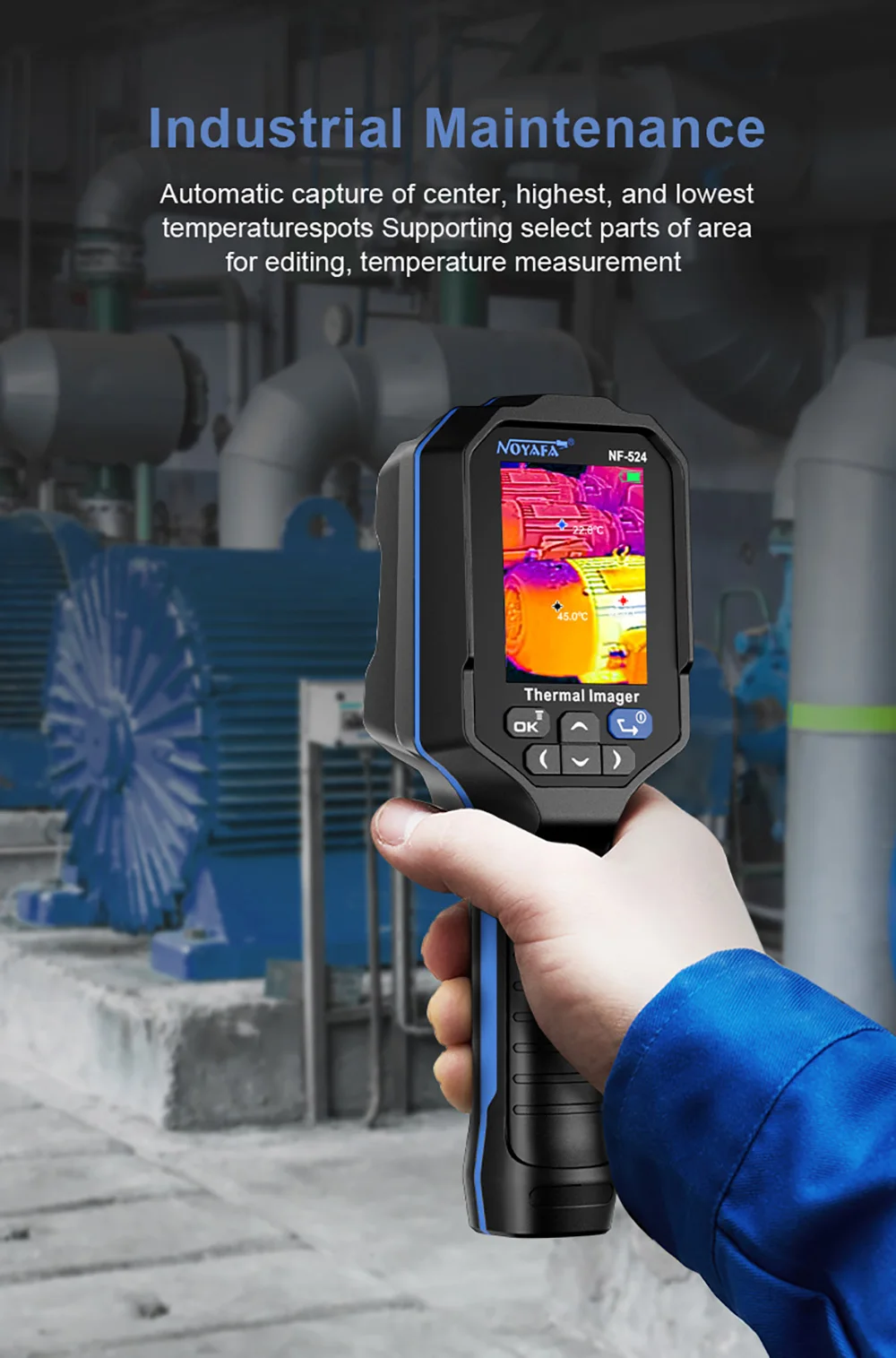 NOYAFA NF-524 Thermal Imager Camera Professional Handheld 120*90 Resolution -10~400℃ 8 Color Palette Save Pictures PC analysis