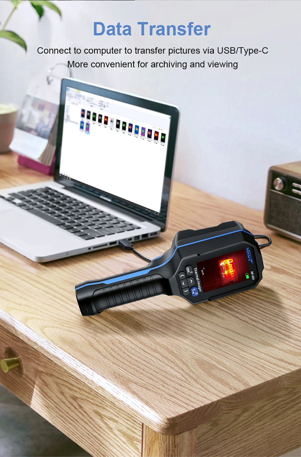 NOYAFA NF-524 Thermal Imager Camera Professional Handheld 120*90 Resolution -10~400℃ 8 Color Palette Save Pictures PC analysis