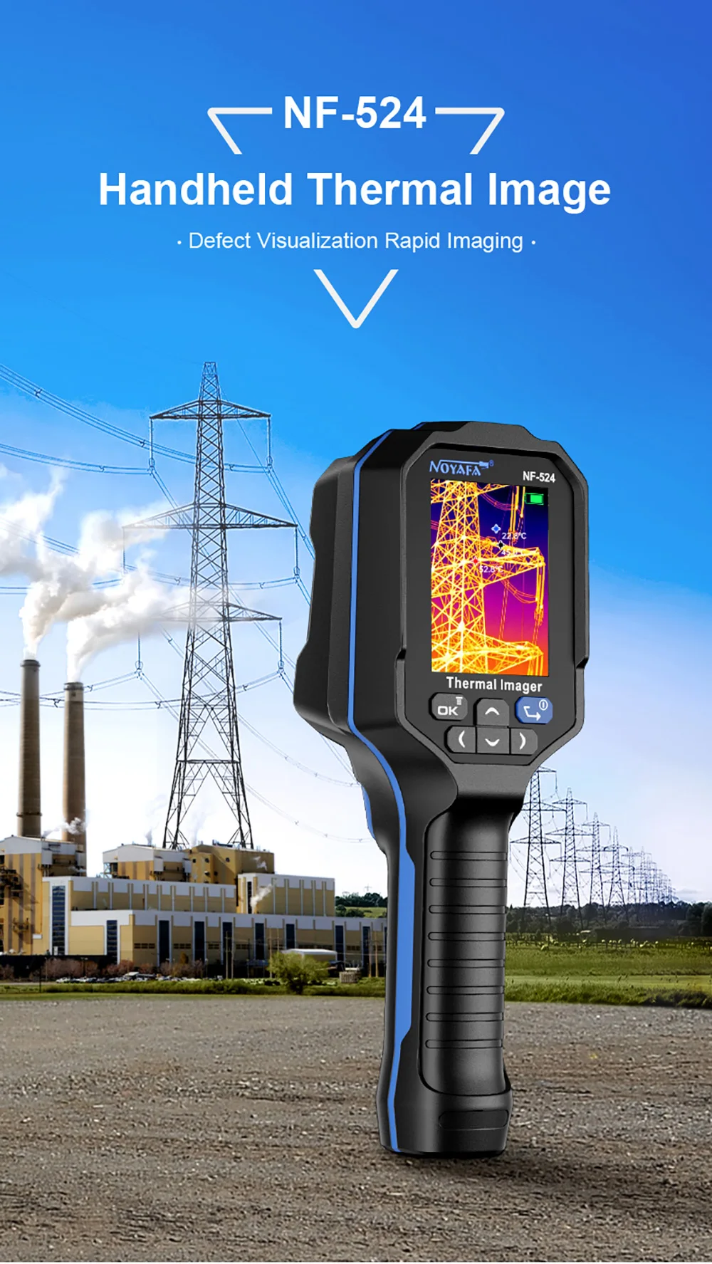 NOYAFA NF-524 Thermal Imager Camera Professional Handheld 120*90 Resolution -10~400℃ 8 Color Palette Save Pictures PC analysis