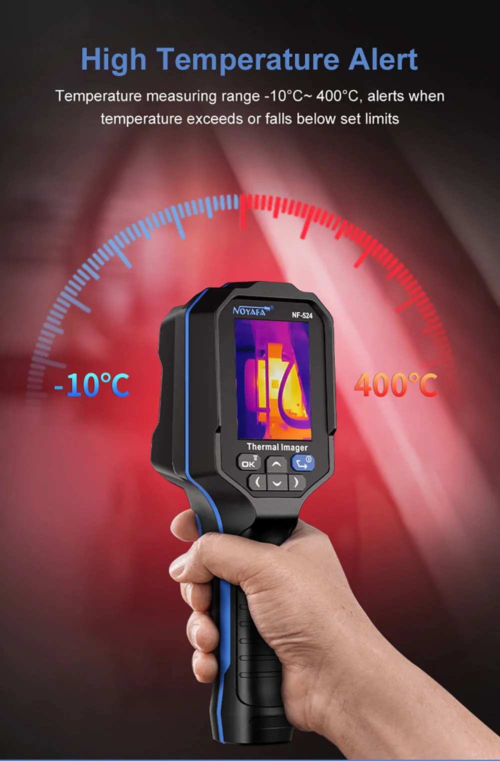 NOYAFA NF-524 Thermal Imager Camera Professional Handheld 120*90 Resolution -10~400℃ 8 Color Palette Save Pictures PC analysis