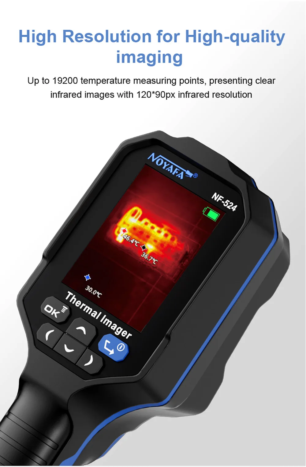 NOYAFA NF-524 Thermal Imager Camera Professional Handheld 120*90 Resolution -10~400℃ 8 Color Palette Save Pictures PC analysis