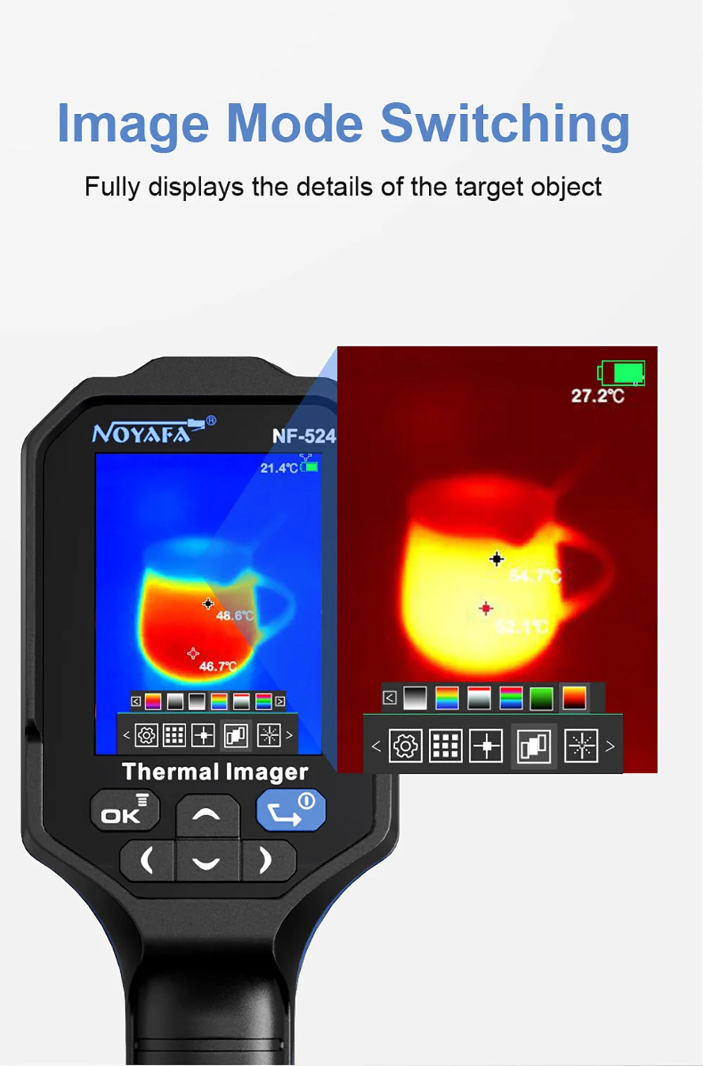 NOYAFA NF-524 Thermal Imager Camera Professional Handheld 120*90 Resolution -10~400℃ 8 Color Palette Save Pictures PC analysis