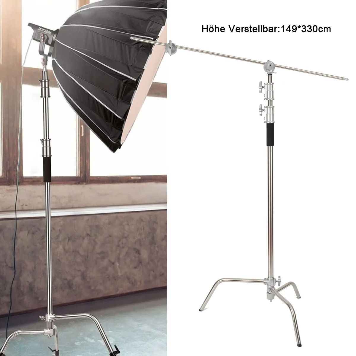 Cross Arm Stainless Steel Kit Foldable Boom Arm Light Stand Tripod For Spot Light Softbox Photo Studio Accessories