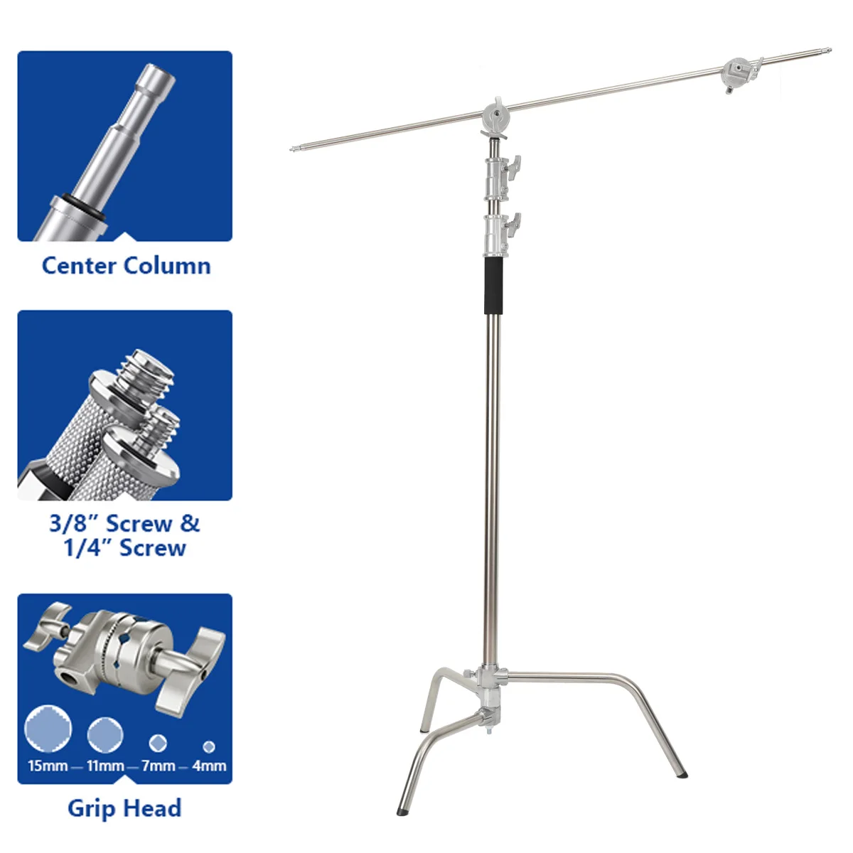 Cross Arm Stainless Steel Kit Foldable Boom Arm Light Stand Tripod For Spot Light Softbox Photo Studio Accessories