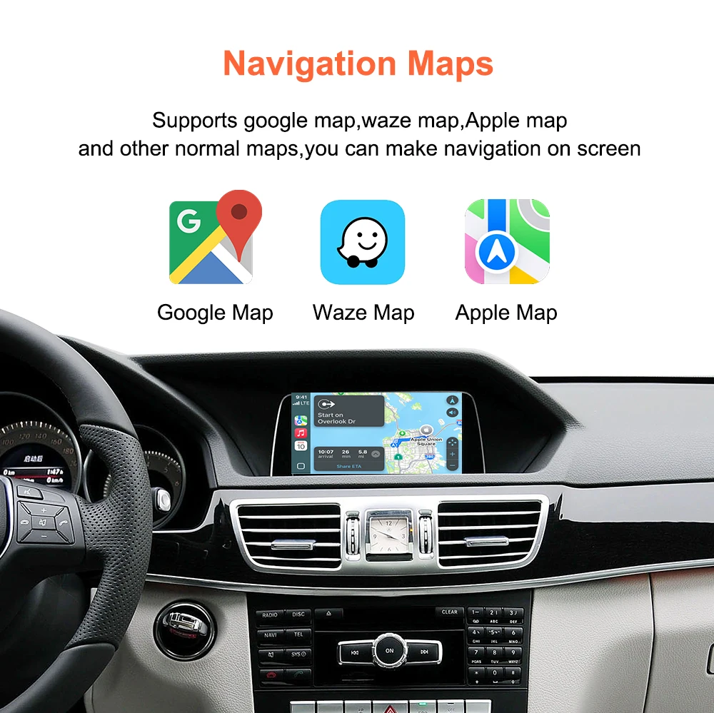 Bonroad Carplay Android Auto Interface for Mercedes Benz a B C m E Class Gla Cla Glk Slk Cls Gl W204 W176 W246 Ntg 4.5 Airplay