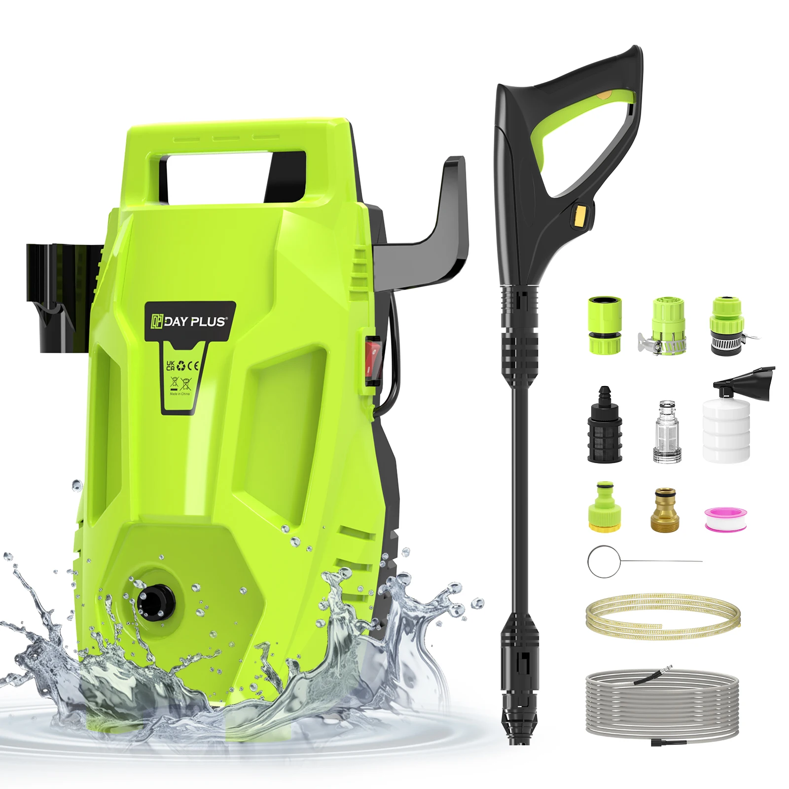 DayPlus High Pressure Washer 200Bar/3000PSI-3000W, 3-in-1 Nozzle, Portable Electric Jet Washer for Patio Car Driveway & Garden