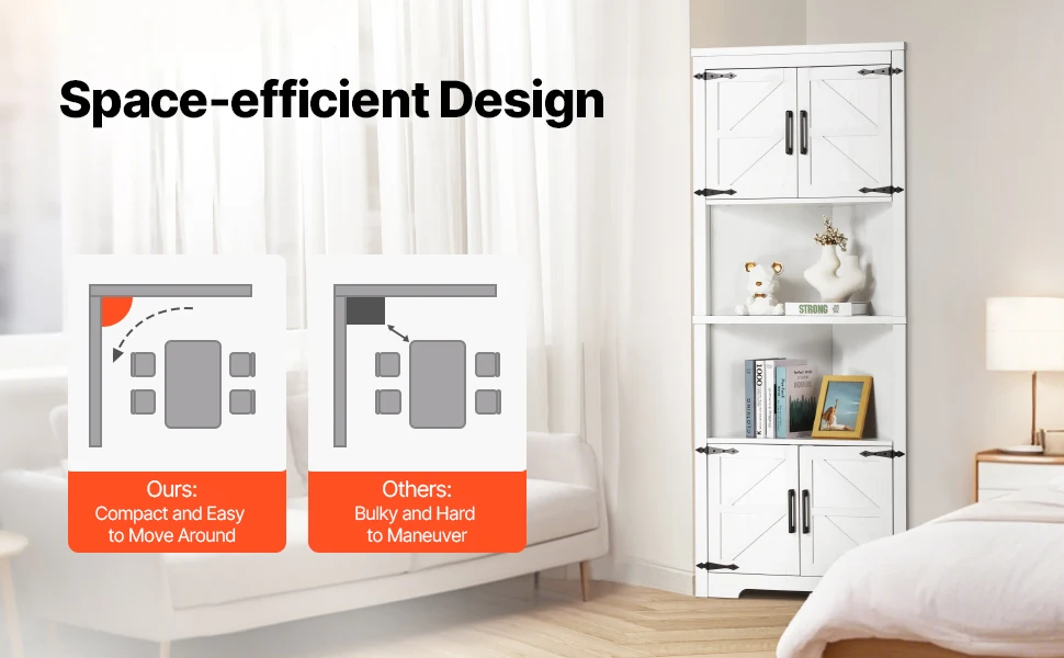 SucceBuy 32"/64"/68" Corner Storage Cabinet w/ Shelves Freestanding Corner Cabinet for Living Room Kitchen Laundry Room Bathroom