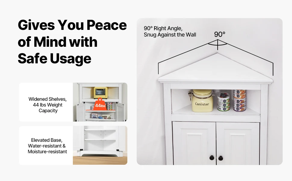 SucceBuy 32"/64"/68" Corner Storage Cabinet w/ Shelves Freestanding Corner Cabinet for Living Room Kitchen Laundry Room Bathroom