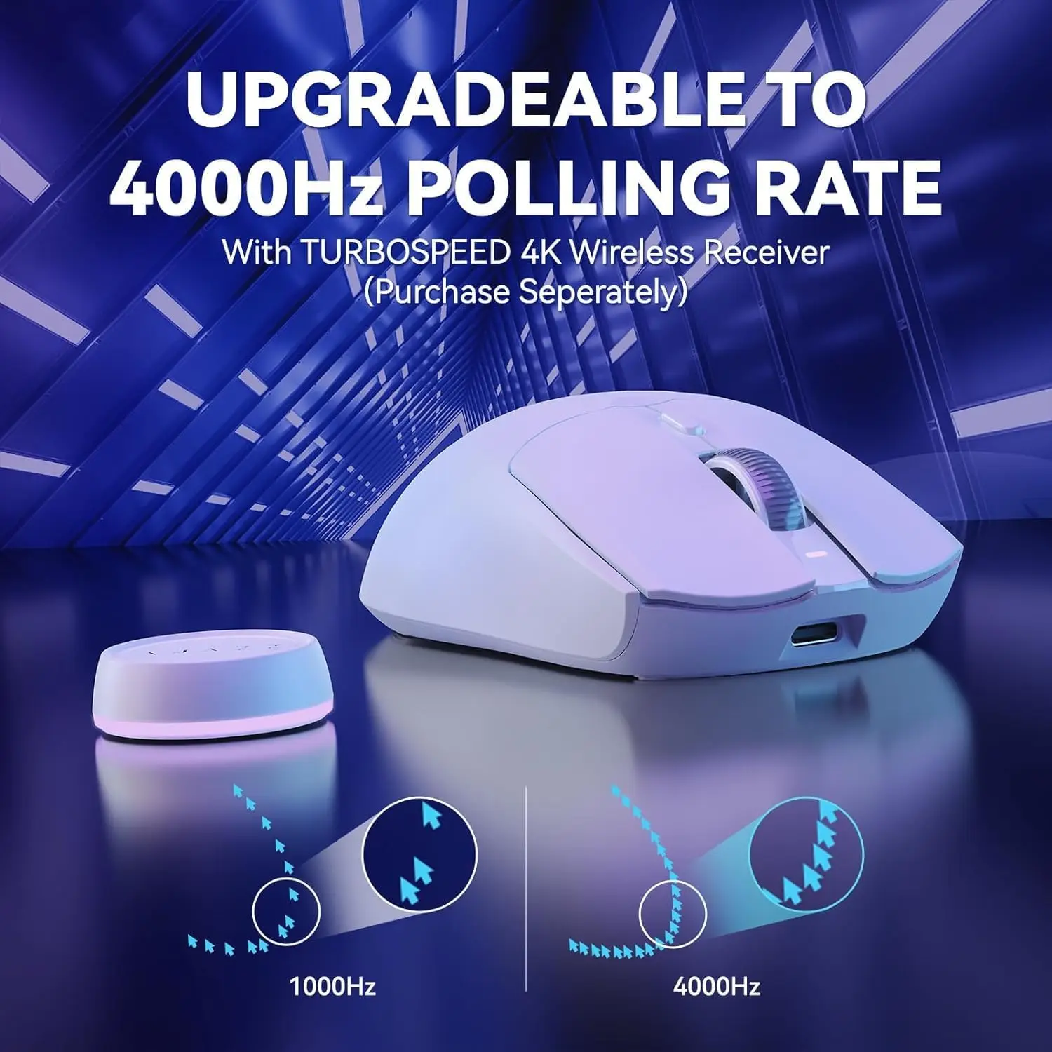 A.JAZZ AJ139 G Pro 4K Wireless Gaming Mouse Ultra-Lightweight 59g with Dual Mode-Wired/2.4Ghz Receiver up to 26K DPI,Ergonomic