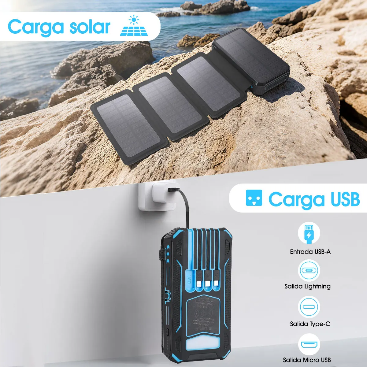 26800mAh Solar Power Bank Fast Wireless Charger Powerbank for iPhone 16 Samsung S24 Huawei Xiaomi PD 18W Fast Charging Powerbank