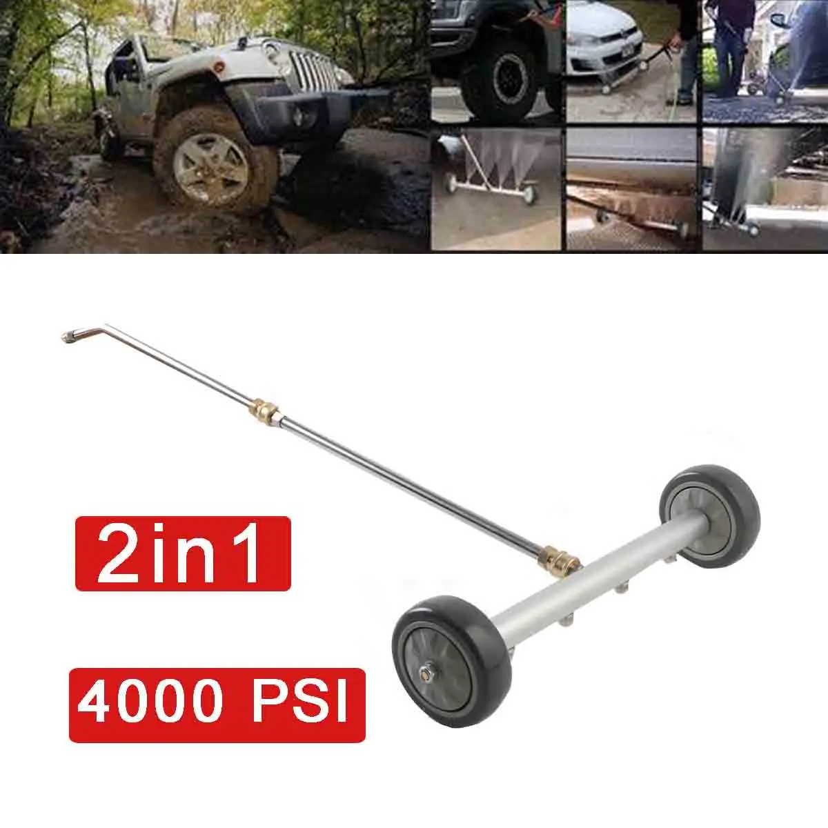 4000 PSI Pressure Washer Cleaner Power Washer Wash The Bottom Under Car Water Broom with Washer Nozzles Car Cleaning Tools