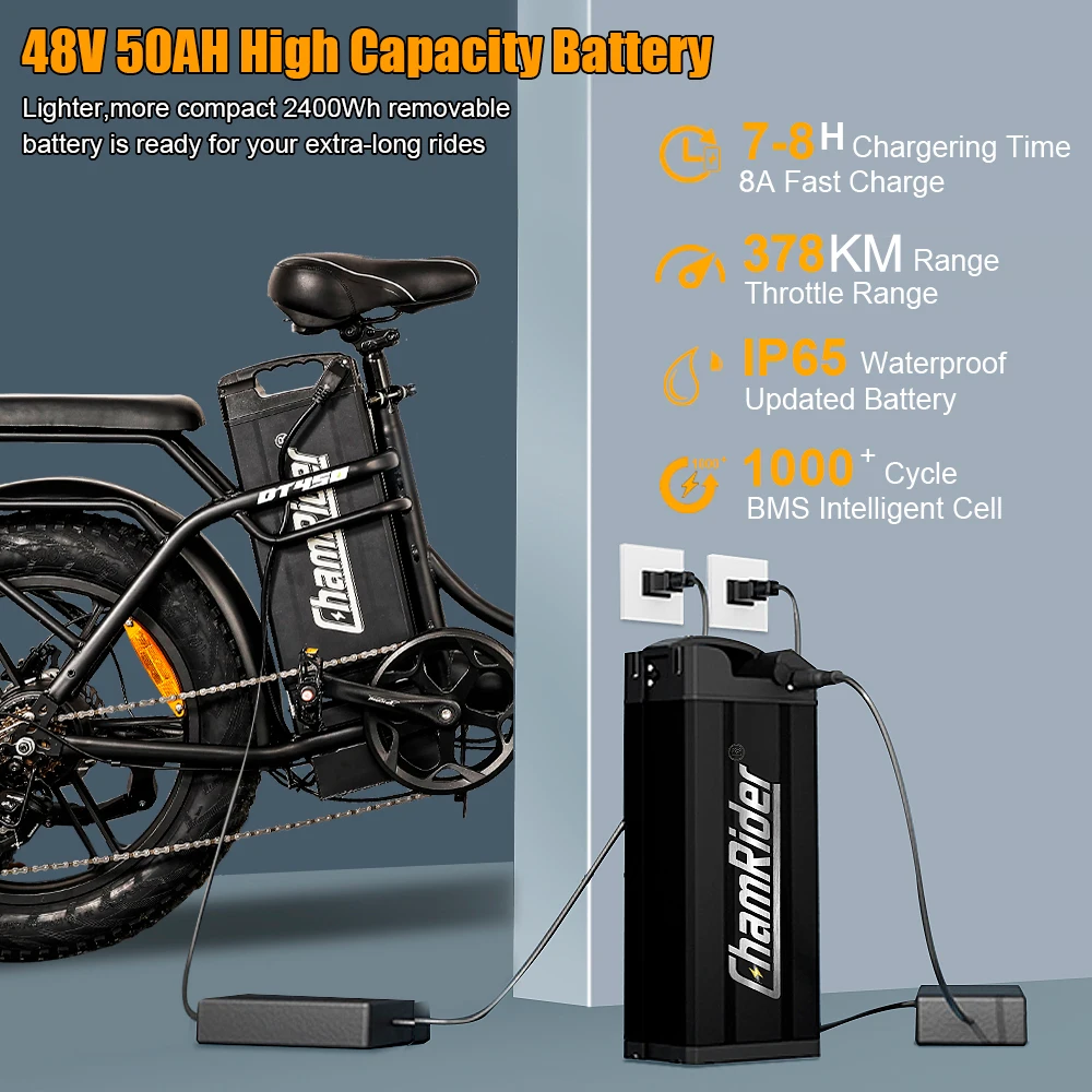 ChamRider DT450 Ebike - 48V50AH Monster Battery, 250KM Epic Range & 750W Power - Ultimate Pick for European Delivery Experts