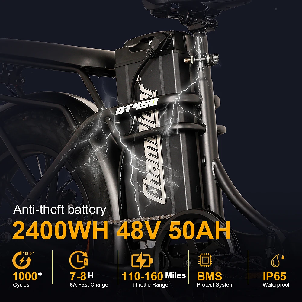 ChamRider DT450 Ebike - 48V50AH Monster Battery, 250KM Epic Range & 750W Power - Ultimate Pick for European Delivery Experts