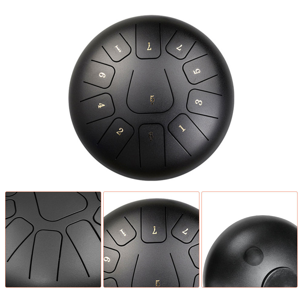 Steel Tongue Drum 10 Inches 11 Tones, For Adults And Children, With Rubber Mallet, Fingertips And Padded Travel Bag
