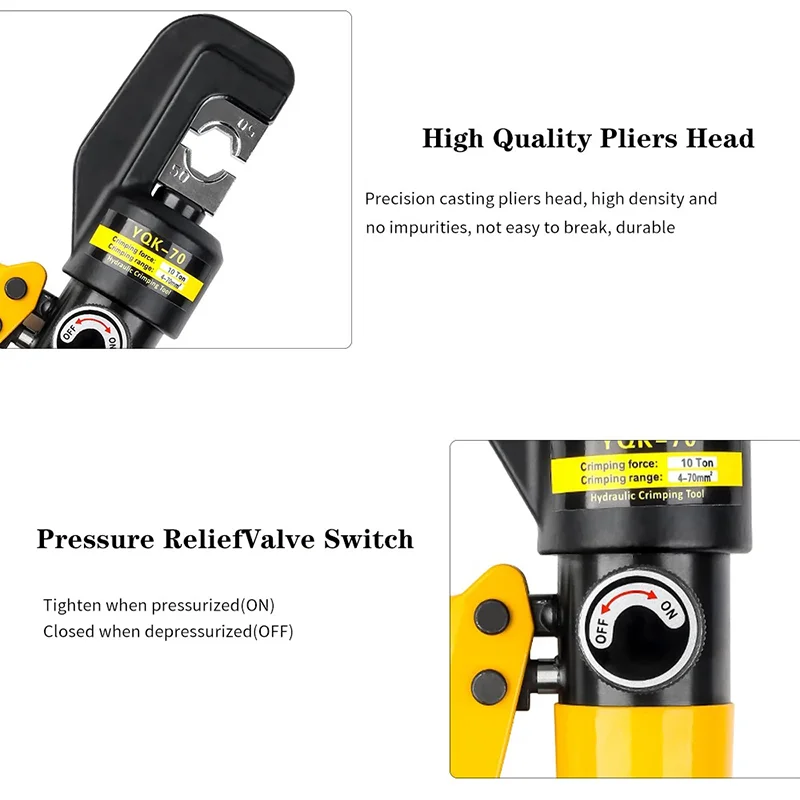 4/6/10/16/25/35/50/70mm² Hydraulic Clamp Home Hydraulic Crimping Tool DIY Cable Wiring Crimping Plier Cordless Hydraulic Press
