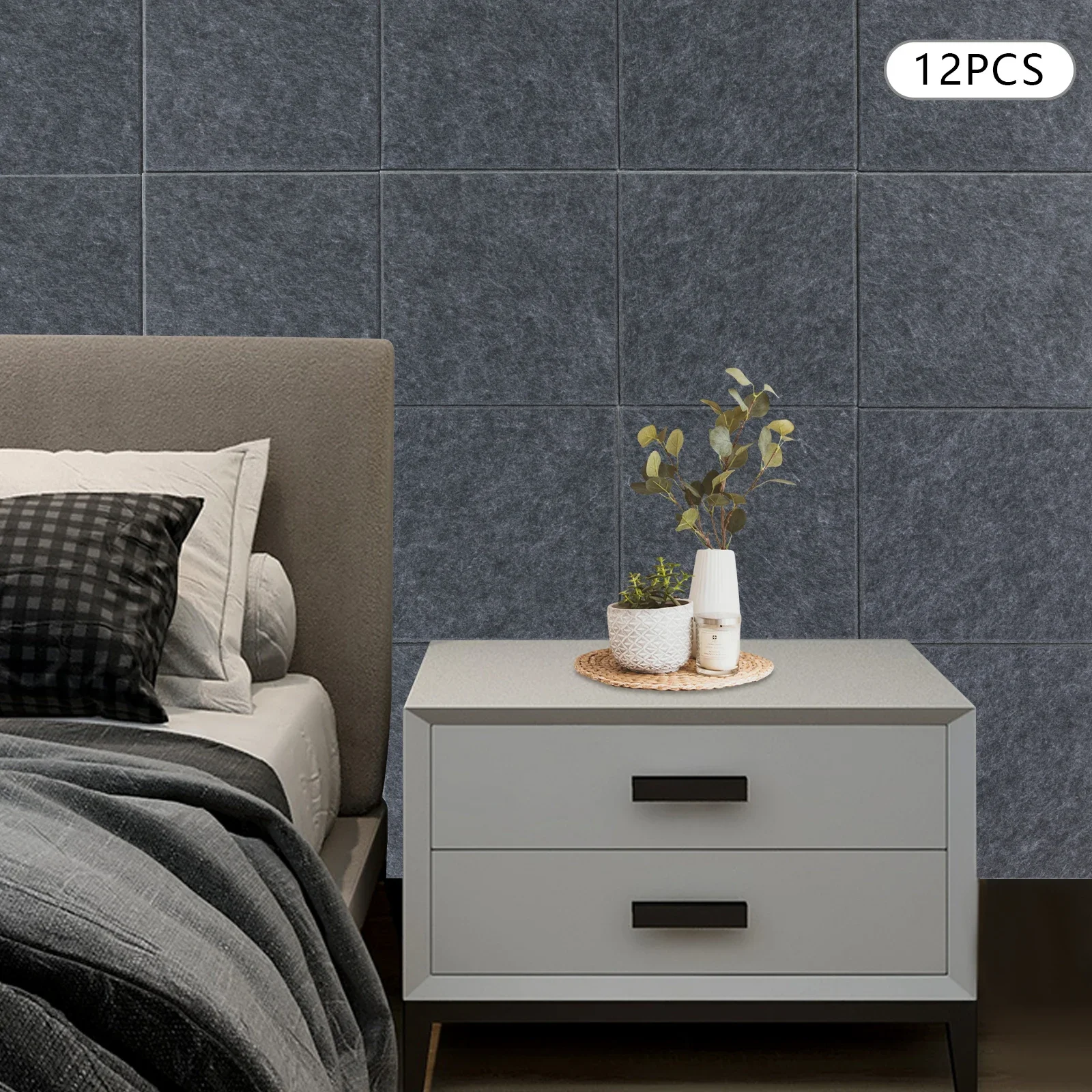 12Pcs High-Density Soundproof Panels Square Dark Grey Sound-Insulating Panels Wall Mount Sound Absorbing Wall Panels