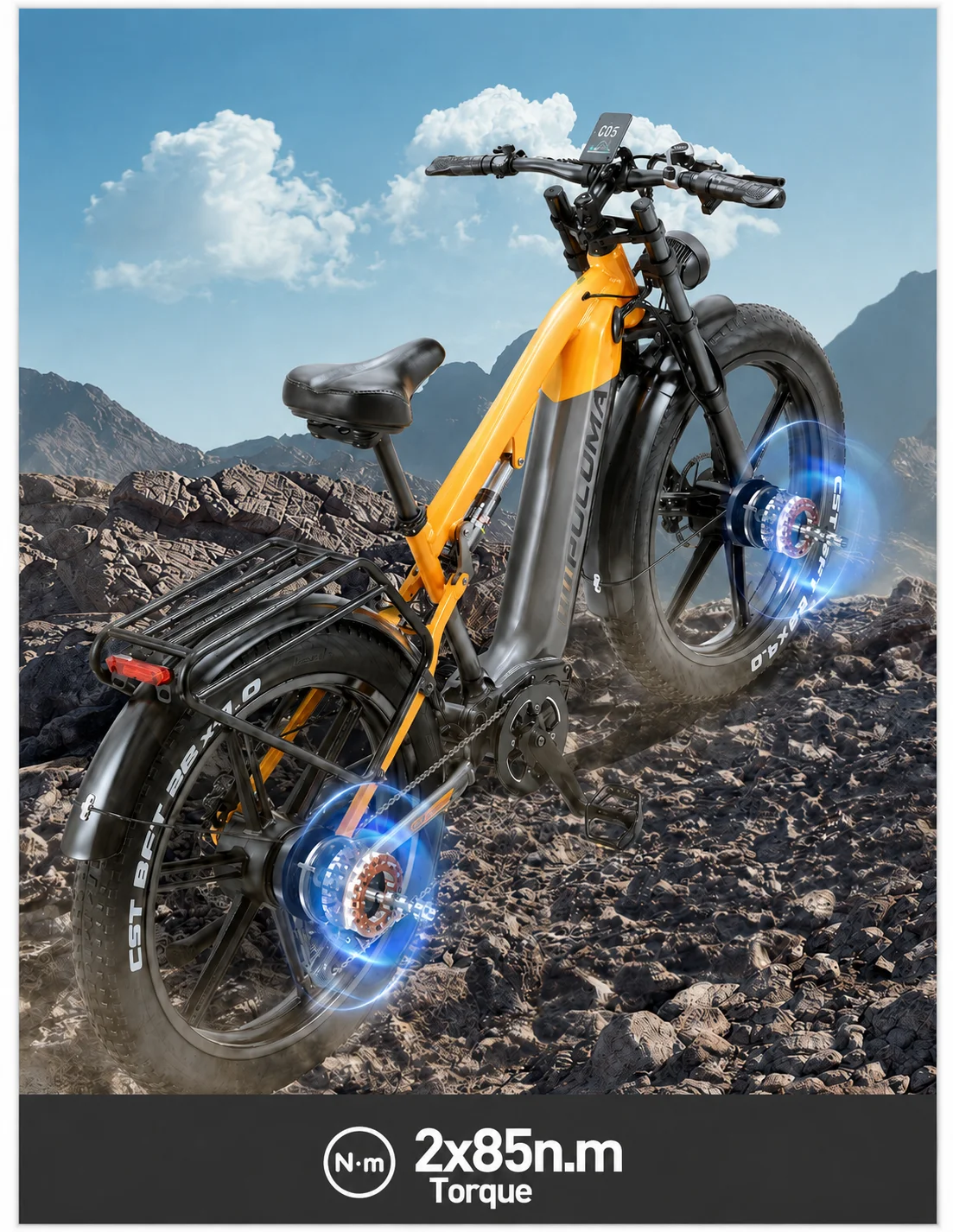 PULUMA PH003 Electric cycle twin Motor 48V20AH Removable Battery 26*4.0 Inch Fat hand Urban Off-Road Electric Bicycle