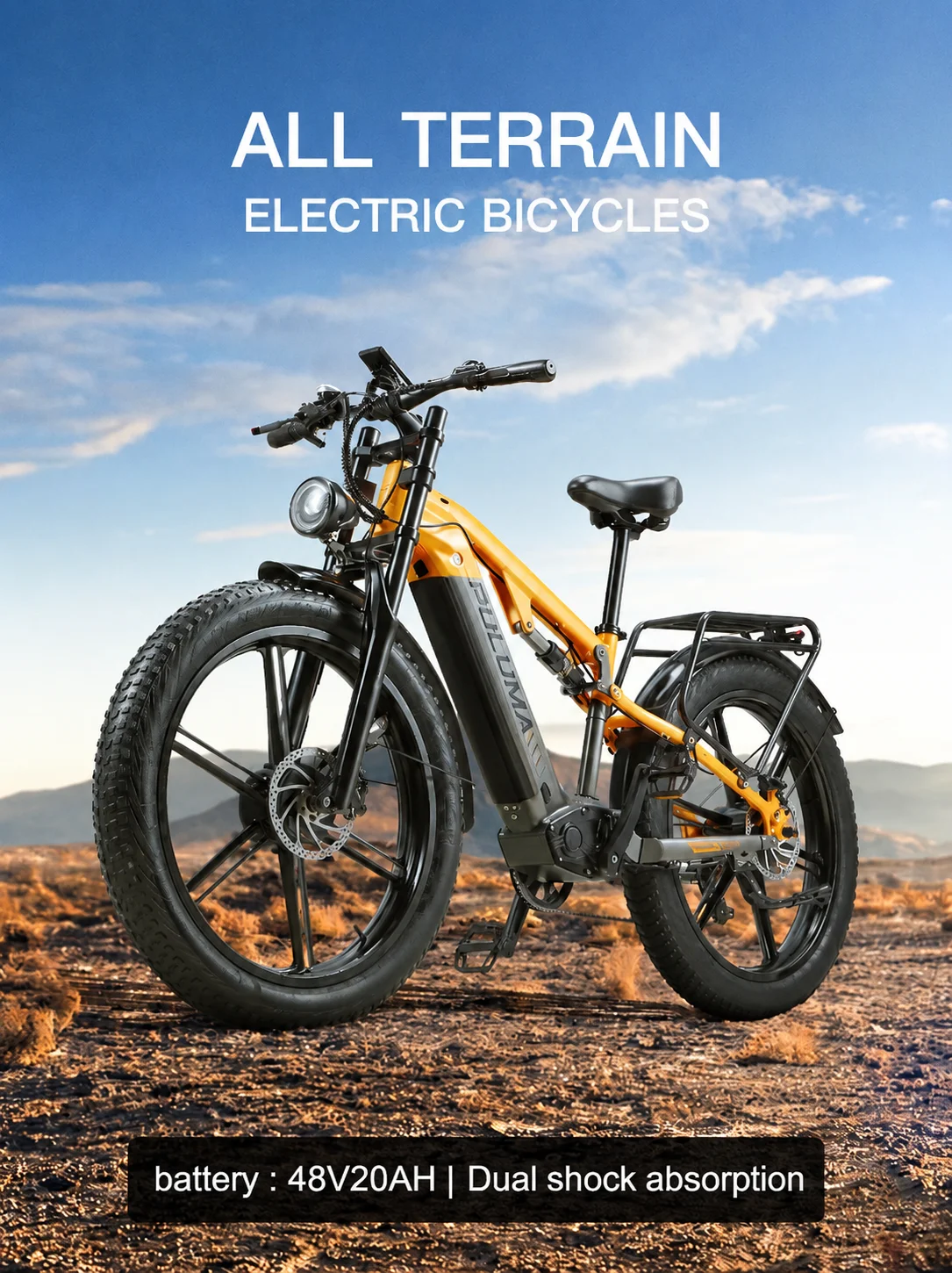 PULUMA PH003 Electric cycle twin Motor 48V20AH Removable Battery 26*4.0 Inch Fat hand Urban Off-Road Electric Bicycle