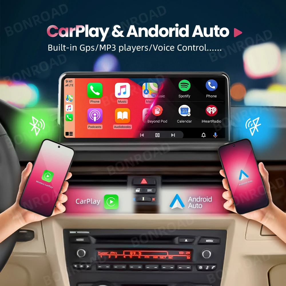 BONROAD Car Android Multimedia Player Radio Wireless Carplay Android auto For BMW 3 Series E90 E91 E92 E93 Touch Screen GPS
