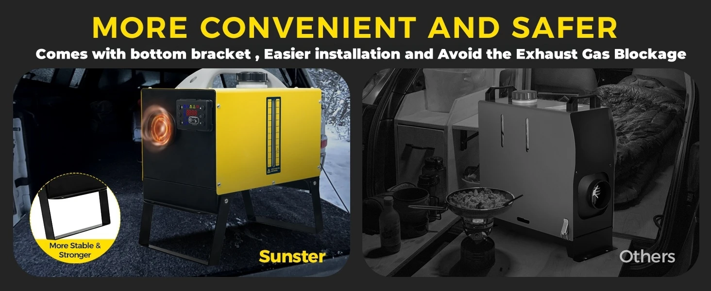 SUNSTER 8KW Diesel Air Heater 12V/24V Low Noise Night Heater With LCD Panel/Remote Control For Garage Camping Motorhome Trailer