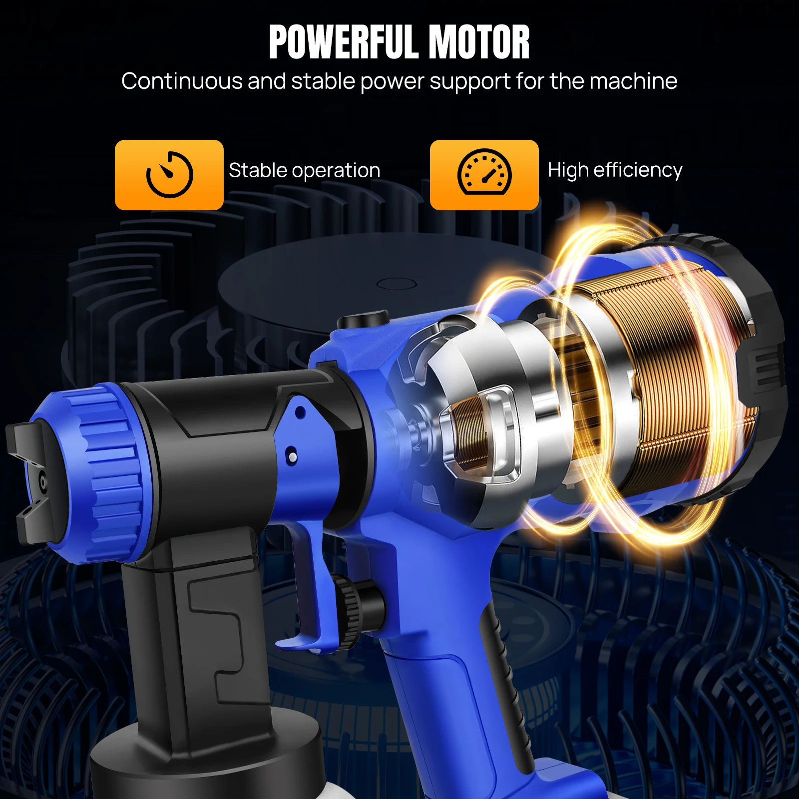 Cordless Paint Sprayer 1500mAh Li-ion Battery with 1000ML Detachable Tank, 3 Spray Patterns Spray Gun, 4 Various Copper Nozzle