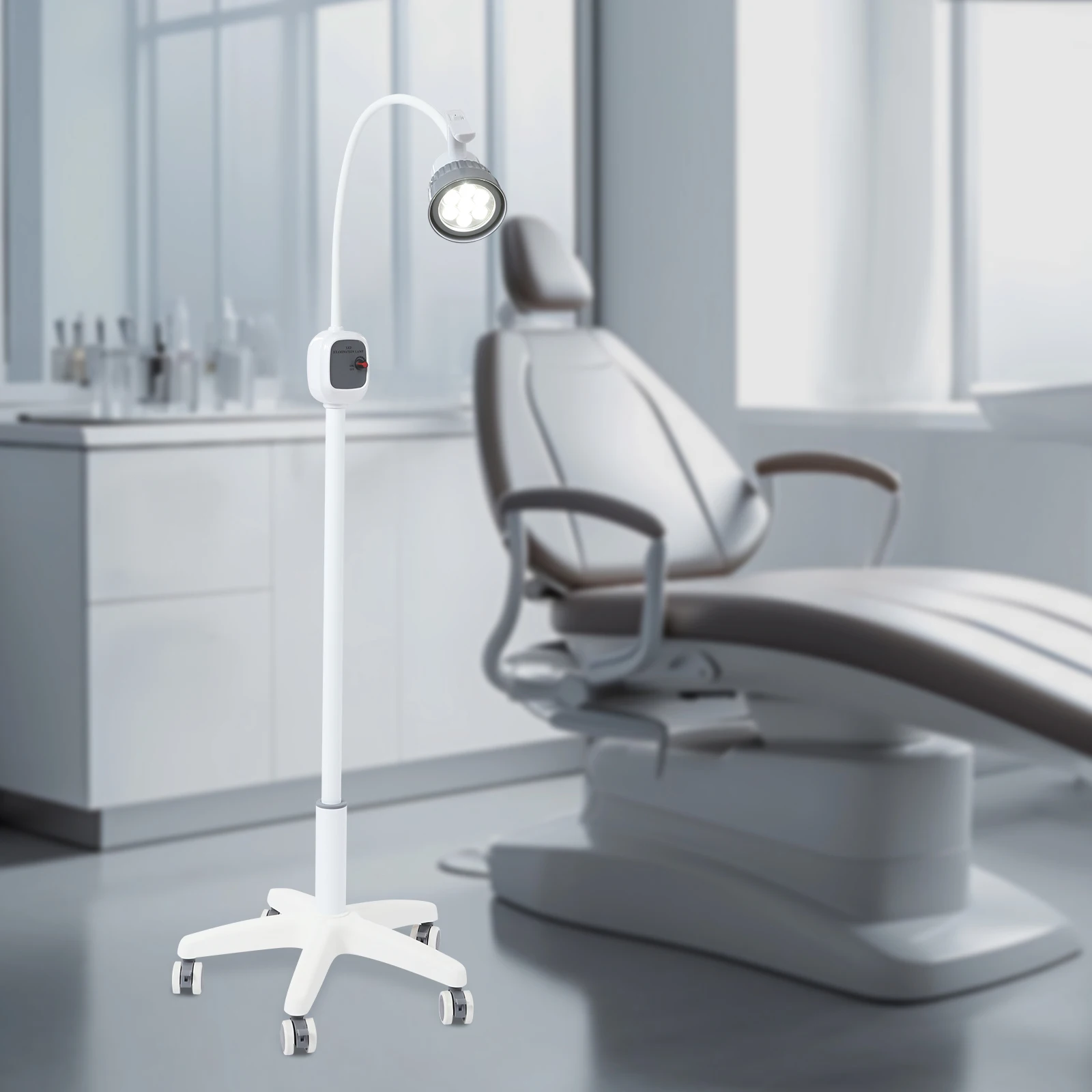 12W Dimmable Examination Lamp Surgical Examination Light 7500Lux LED with 5-Wheel Brake Base for Medical/Dental