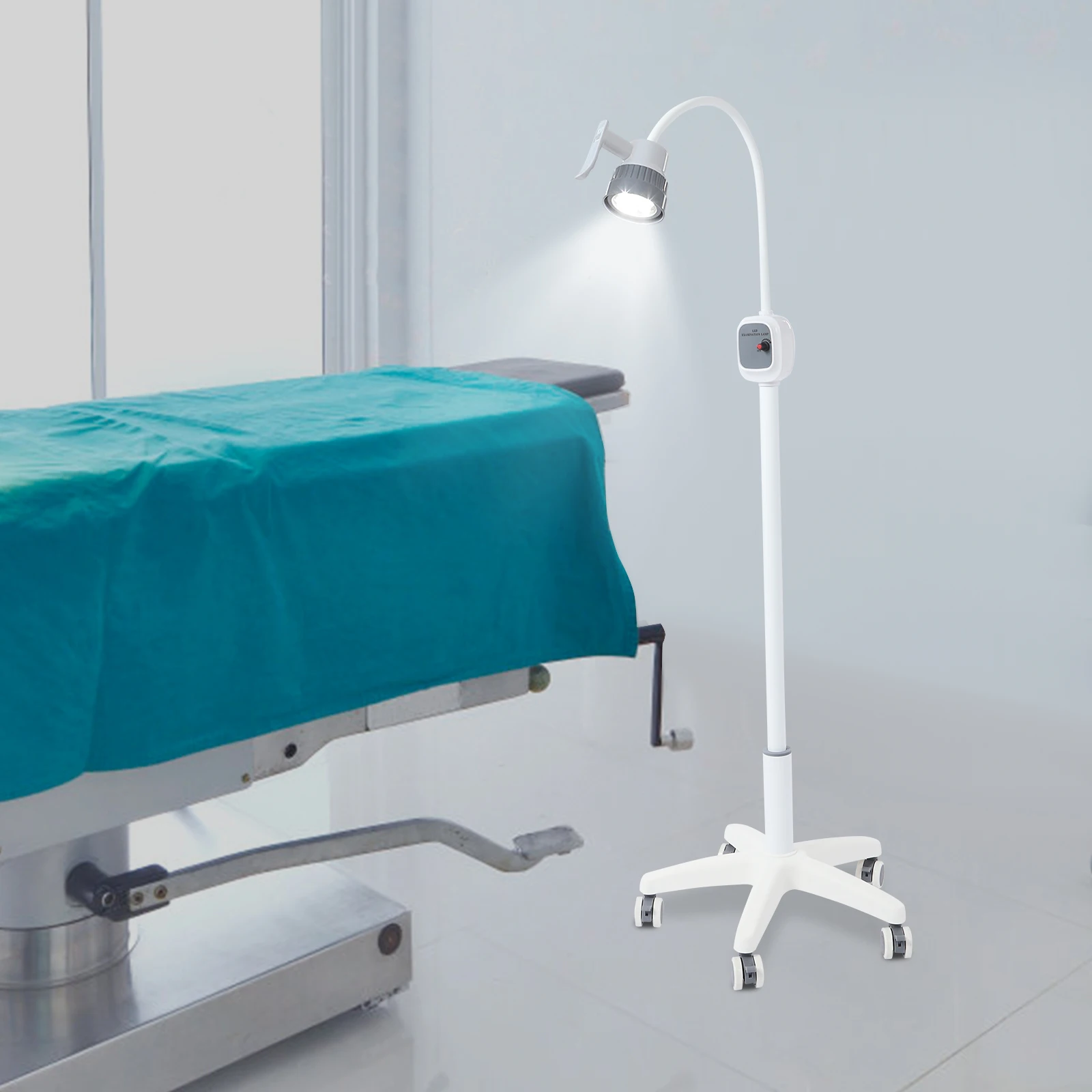 12W Dimmable Examination Lamp Surgical Examination Light 7500Lux LED with 5-Wheel Brake Base for Medical/Dental