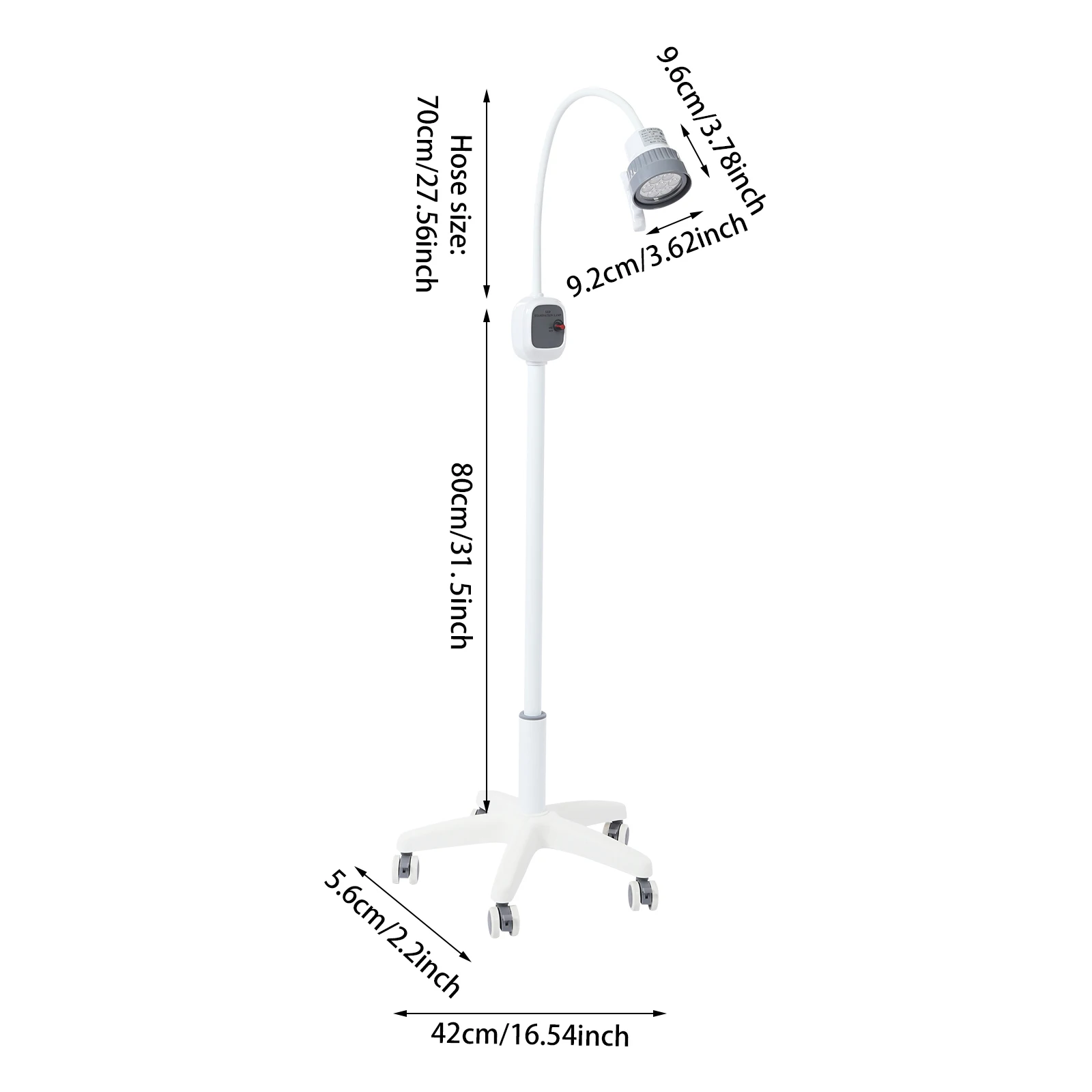 12W Dimmable Examination Lamp Surgical Examination Light 7500Lux LED with 5-Wheel Brake Base for Medical/Dental