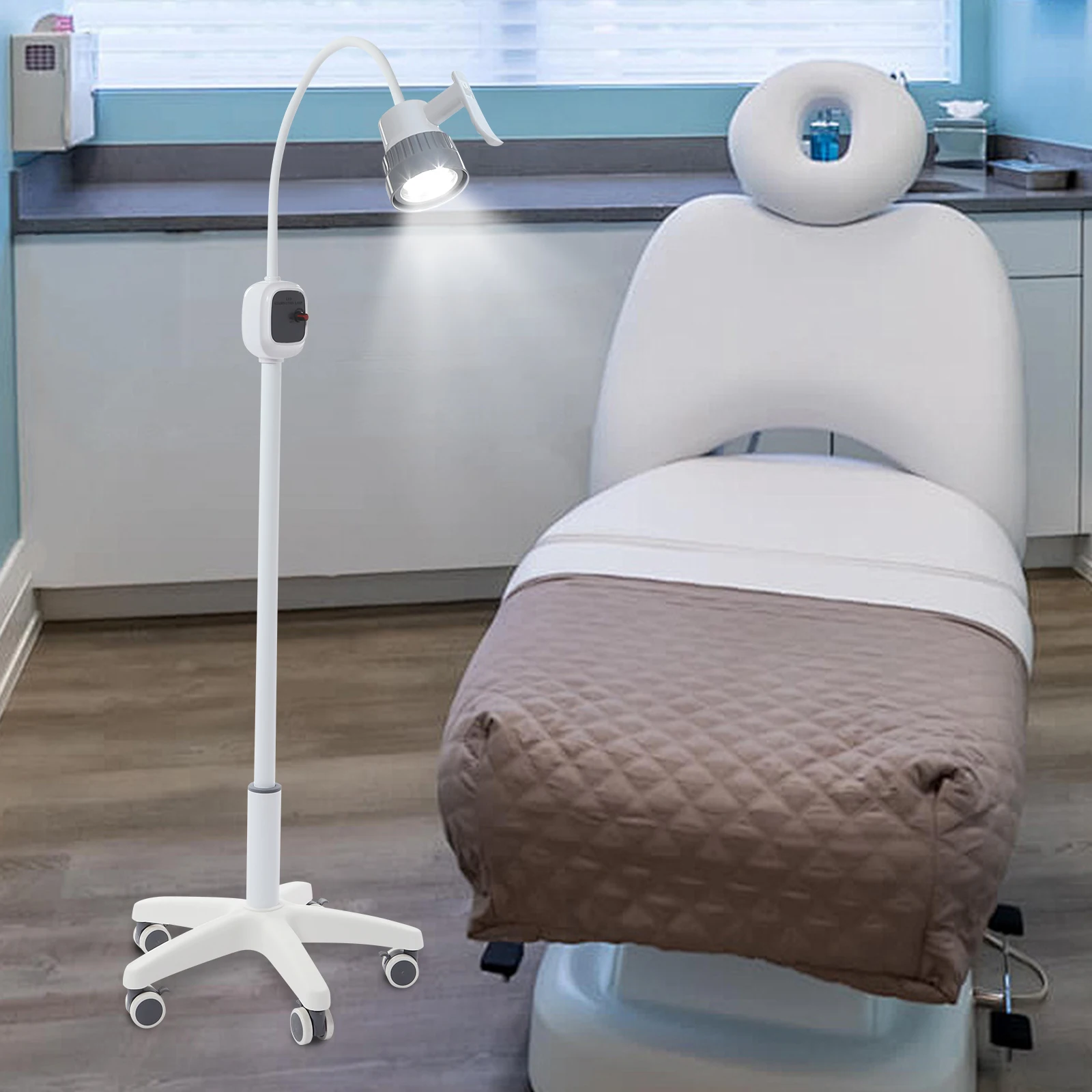 12W Dimmable Examination Lamp Surgical Examination Light 7500Lux LED with 5-Wheel Brake Base for Medical/Dental