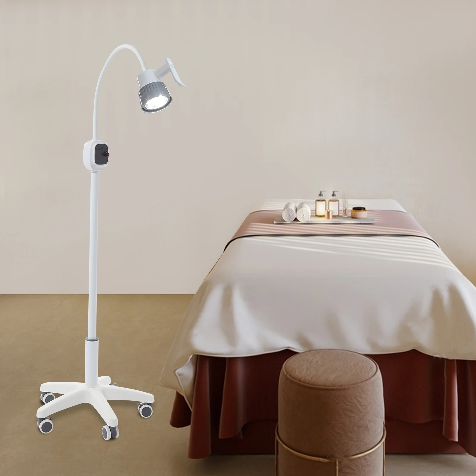 12W Dimmable Examination Lamp Surgical Examination Light 7500Lux LED with 5-Wheel Brake Base for Medical/Dental