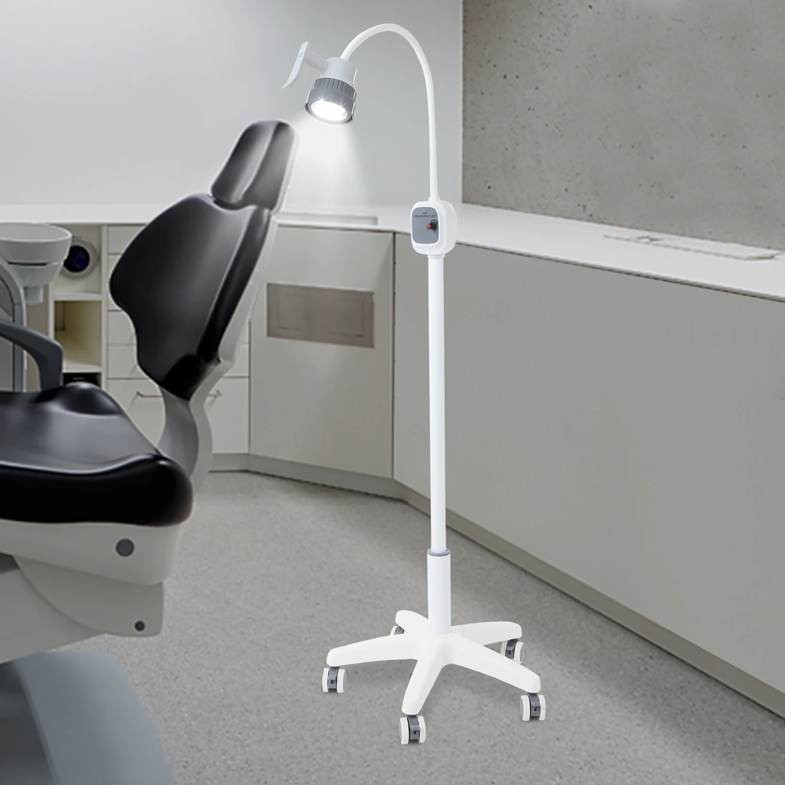 12W Dimmable Examination Lamp Surgical Examination Light 7500Lux LED with 5-Wheel Brake Base for Medical/Dental