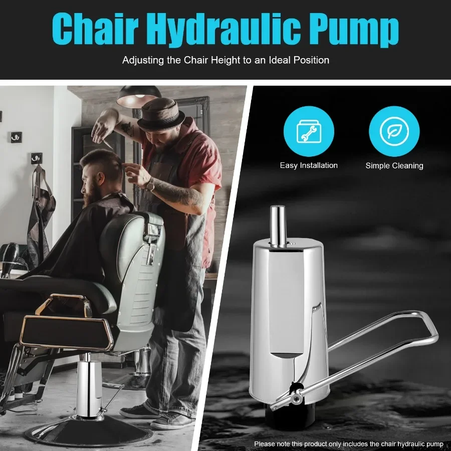 Barber Chair Hydraulic Pump Barber Chair Barber Salon Barber Chair Pump 4 Screw Sampling Pump 11cm Adjustable 440 Lbs, Silver