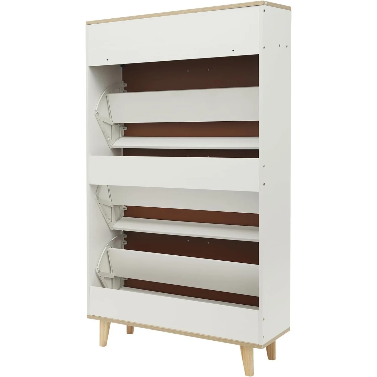 Free Standing shoe cabinet W/ 3 folding racks & 2 drawers, 80*24*135cm Shoe Cabinet for Entrances, Cloakrooms, corridor