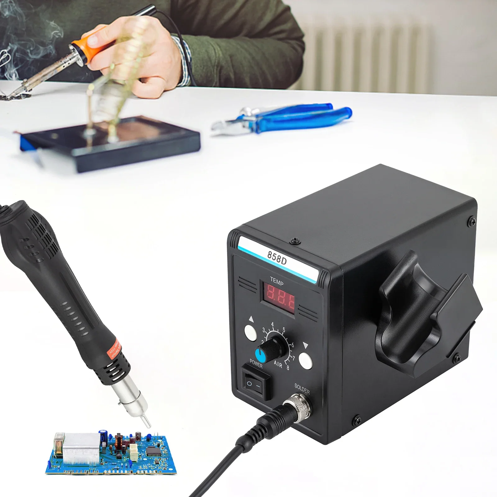 858D SMD Hot Air Rework Station Hot Air Soldering Station Solder Soldering 700W