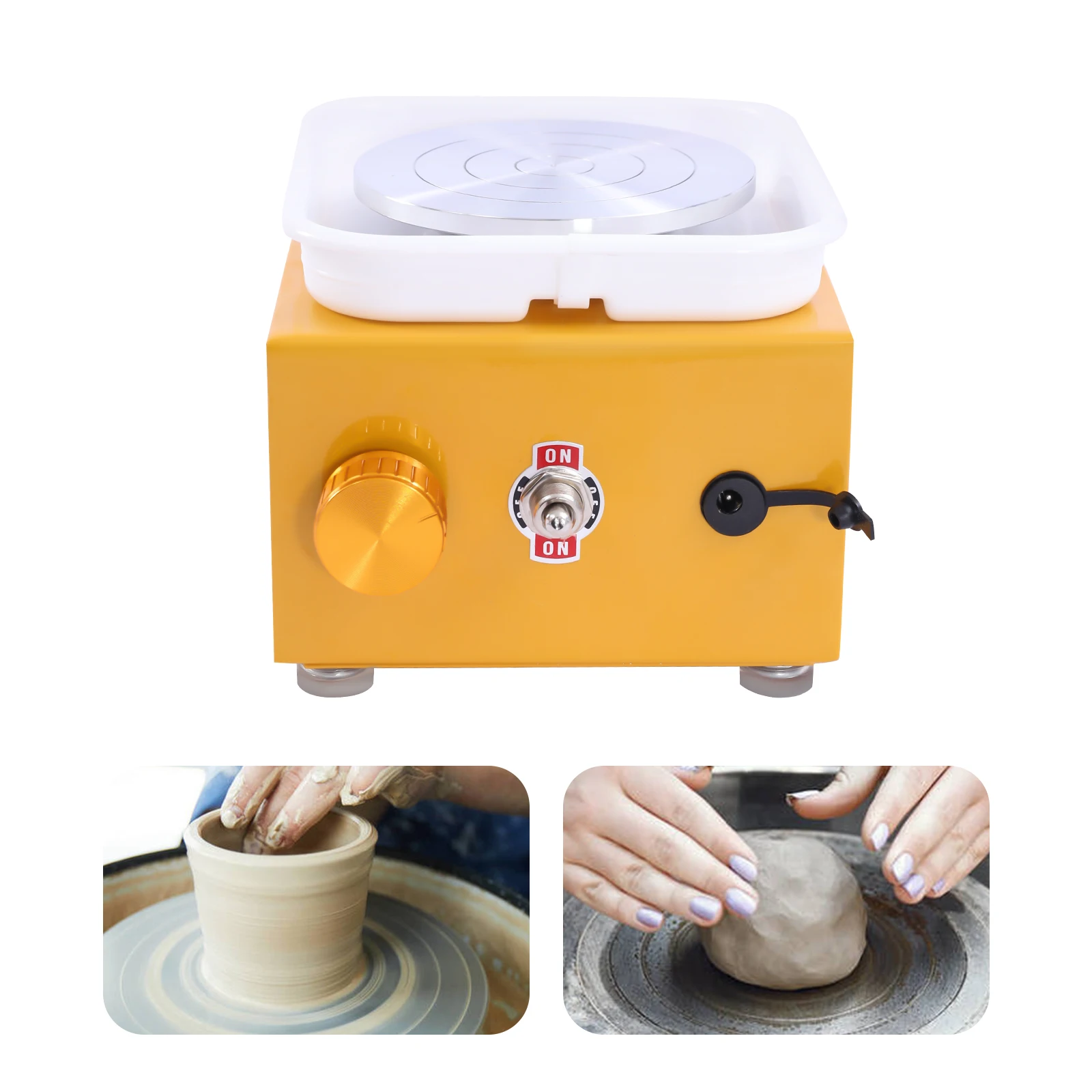 Electric Mini Pottery Wheel, Pottery Set Turntable 2000 RPM with Removable ABS Basin, 10 Cm Ceramic Plate for Clay Art Craft
