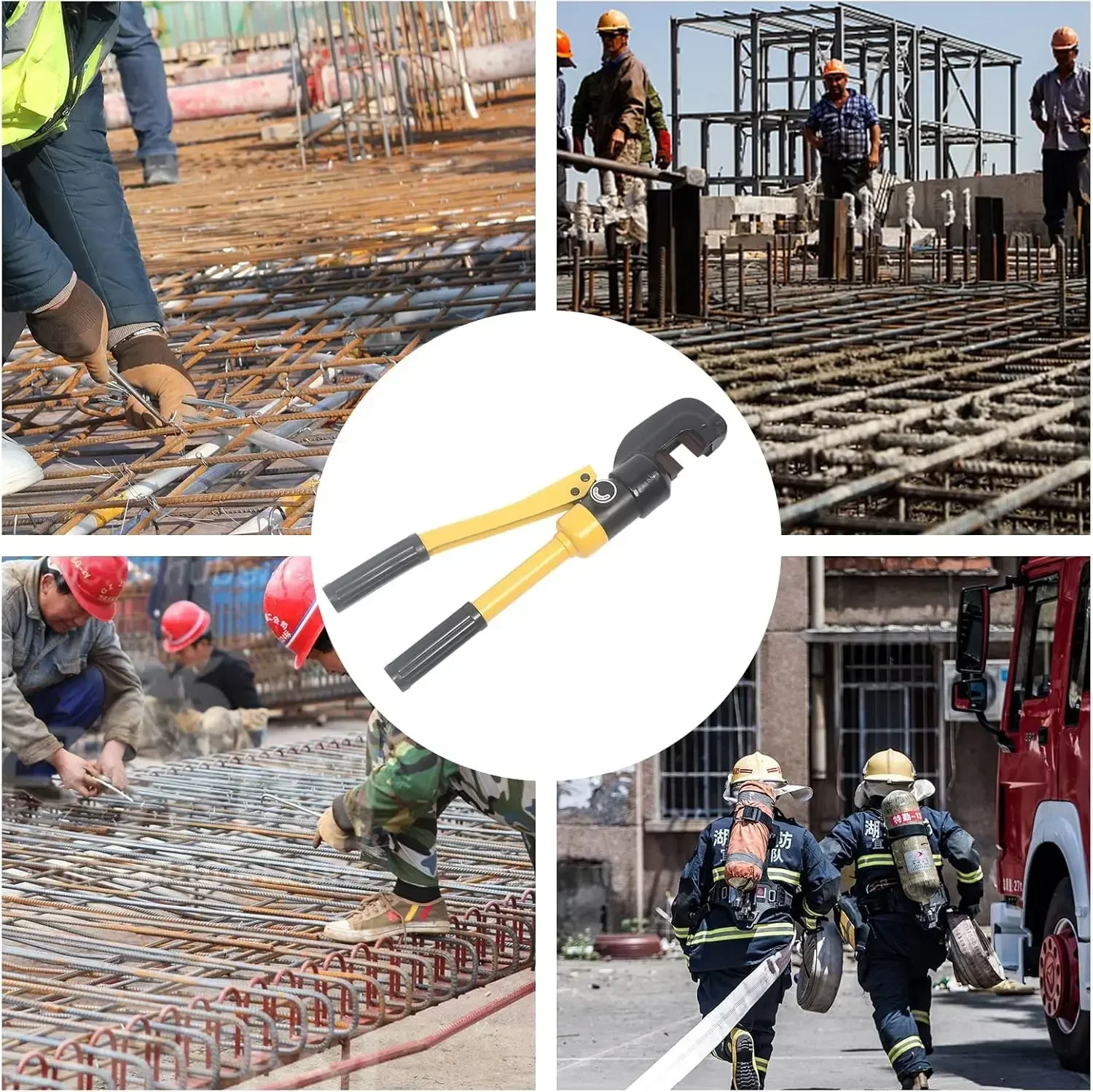 12T Portable Hydraulic Rebar Cutter Steel Bolt Cutting Professional Cutting Tool Hydraulic Rebar Cutter Tool, With Box Yellow
