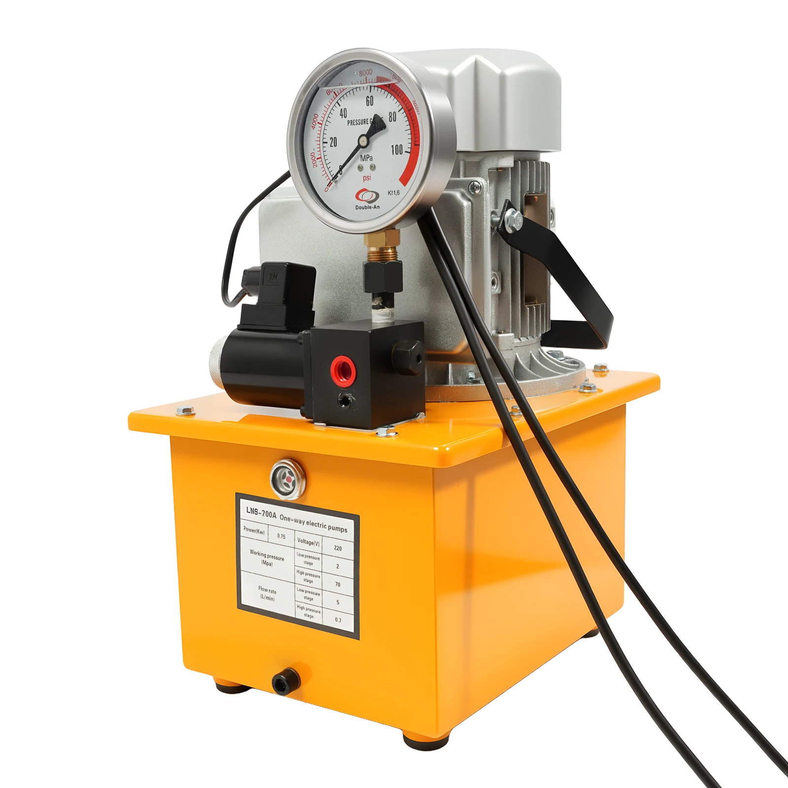 750W 70MPa Electric Hydraulic Pump 10000 PSI Pedal Solenoid Valve Control Adjustable Hydraulic Oil Station High Pressure Pump