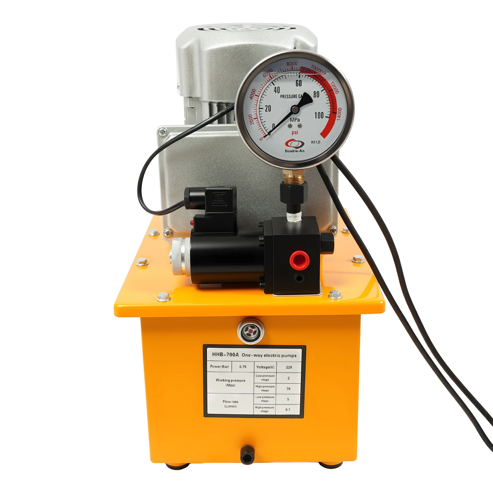 750W 70MPa Electric Hydraulic Pump 10000 PSI Pedal Solenoid Valve Control Adjustable Hydraulic Oil Station High Pressure Pump