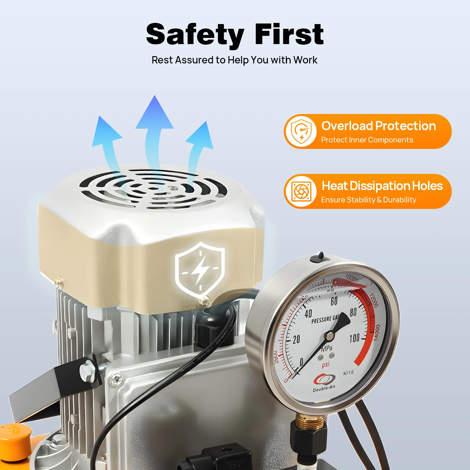 750W 70MPa Electric Hydraulic Pump 10000 PSI Pedal Solenoid Valve Control Adjustable Hydraulic Oil Station High Pressure Pump
