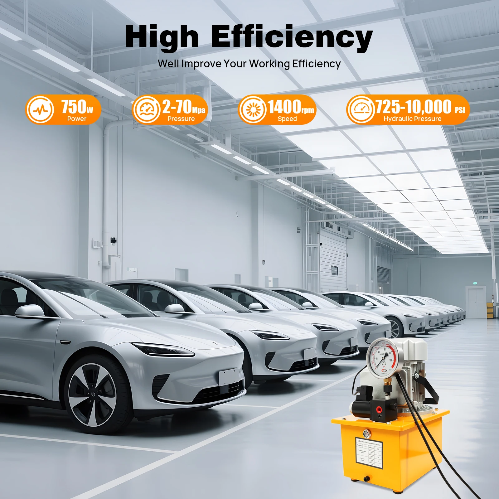 750W 70MPa Electric Hydraulic Pump 10000 PSI Pedal Solenoid Valve Control Adjustable Hydraulic Oil Station High Pressure Pump