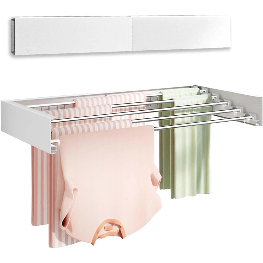 Wall Mounted Clothes Drying Rack Indoor, Retractable Collapsible Towel Drying Rack Clothing Drying Racks For Hanging Clothes
