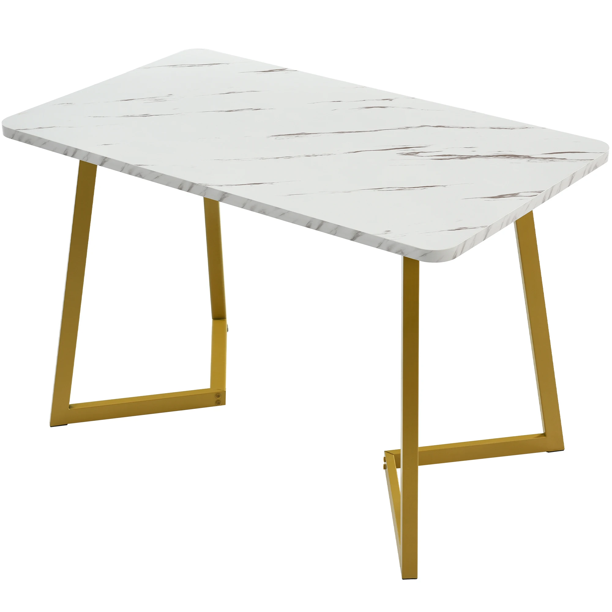 117x68cm Kitchen Dining Table, Metal Frame Rectangular Dining Desk with Stable Legs, Bar Restaurant Table Service, Furniture