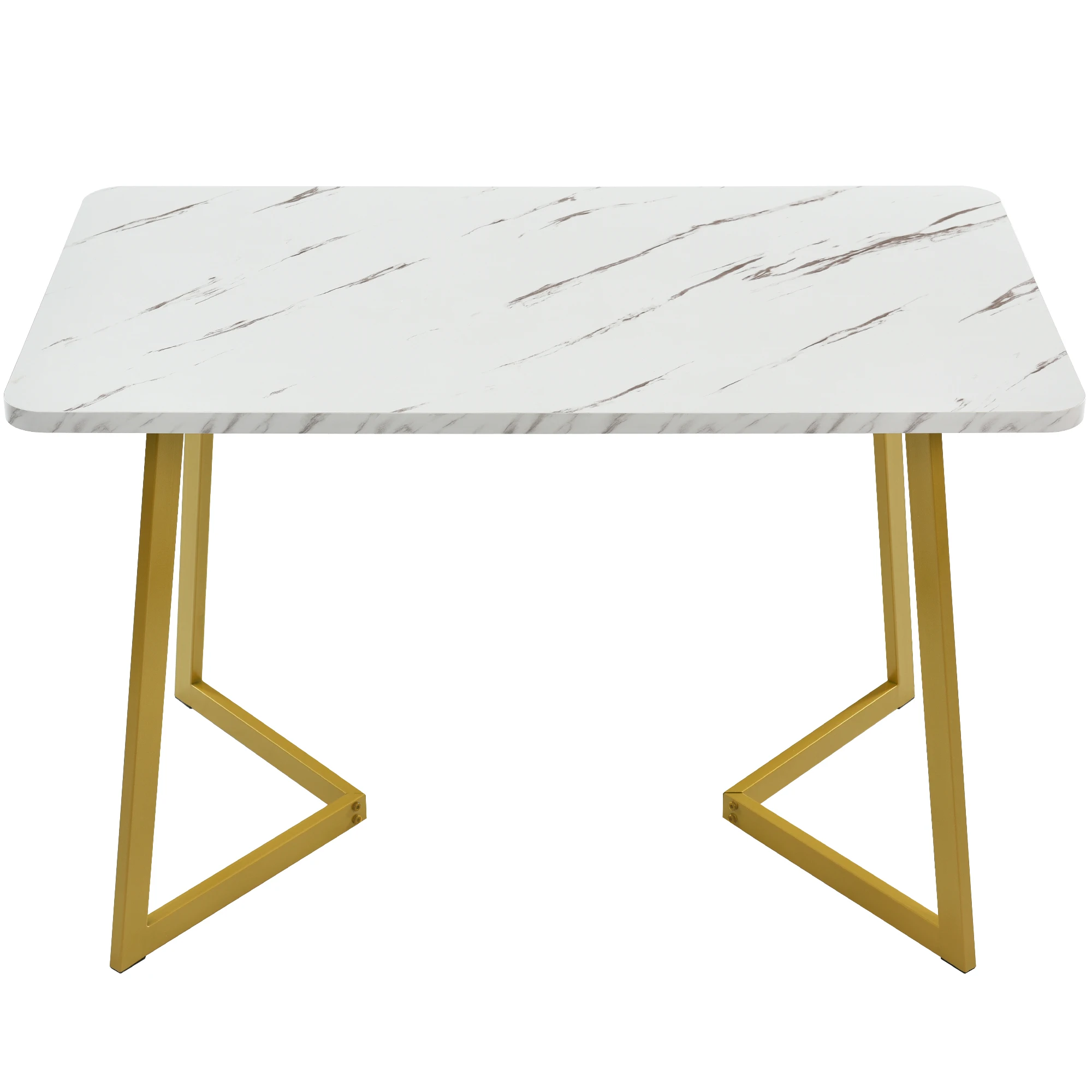 117x68cm Kitchen Dining Table, Metal Frame Rectangular Dining Desk with Stable Legs, Bar Restaurant Table Service, Furniture