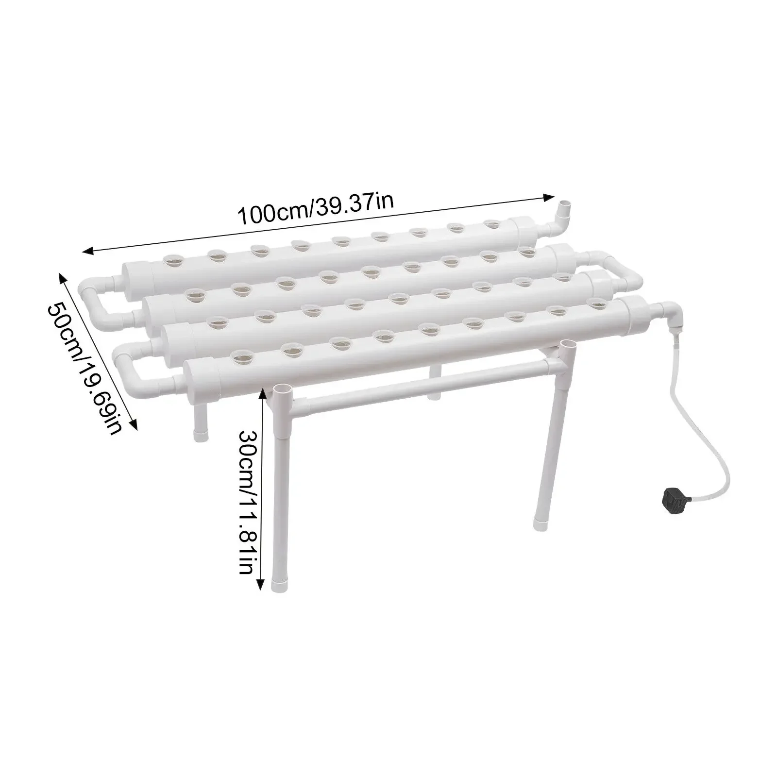 1 Layer Hydroponic Grow Kit With 36 Planting Sites, PVC Groundless Plant Growing Systems With Water Pump Hydroponic Grow Kits